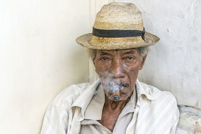 Cuban Man Smoking Cigar