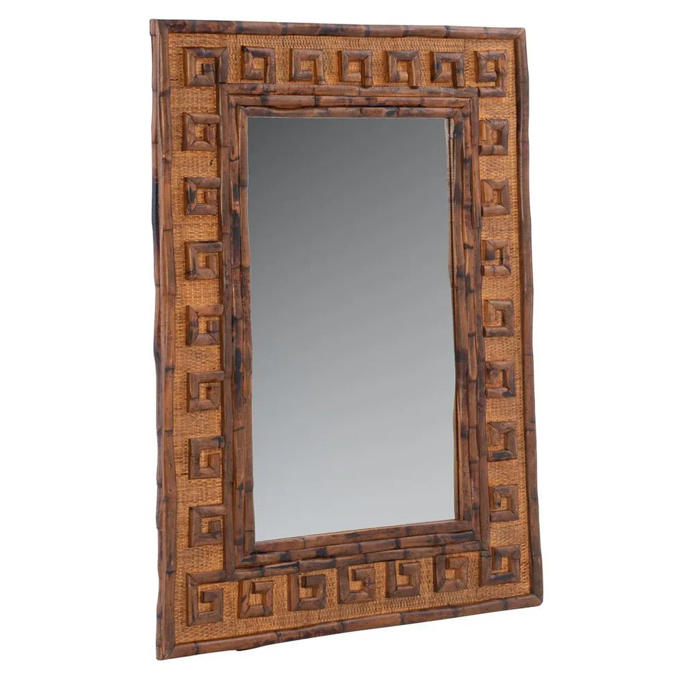 Rattan Greek Key Mirror