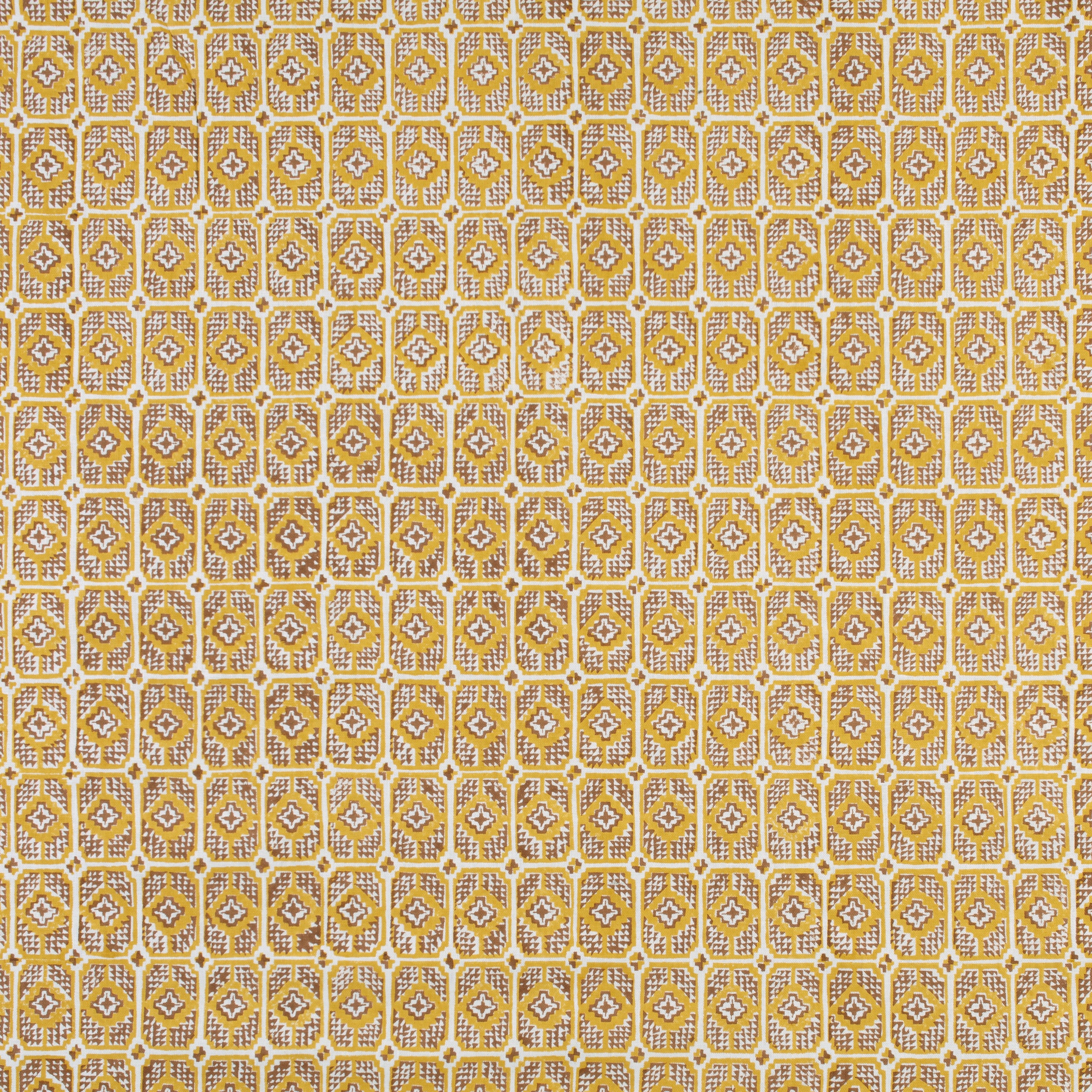 Lee Skirted Ottoman in Ochre Print