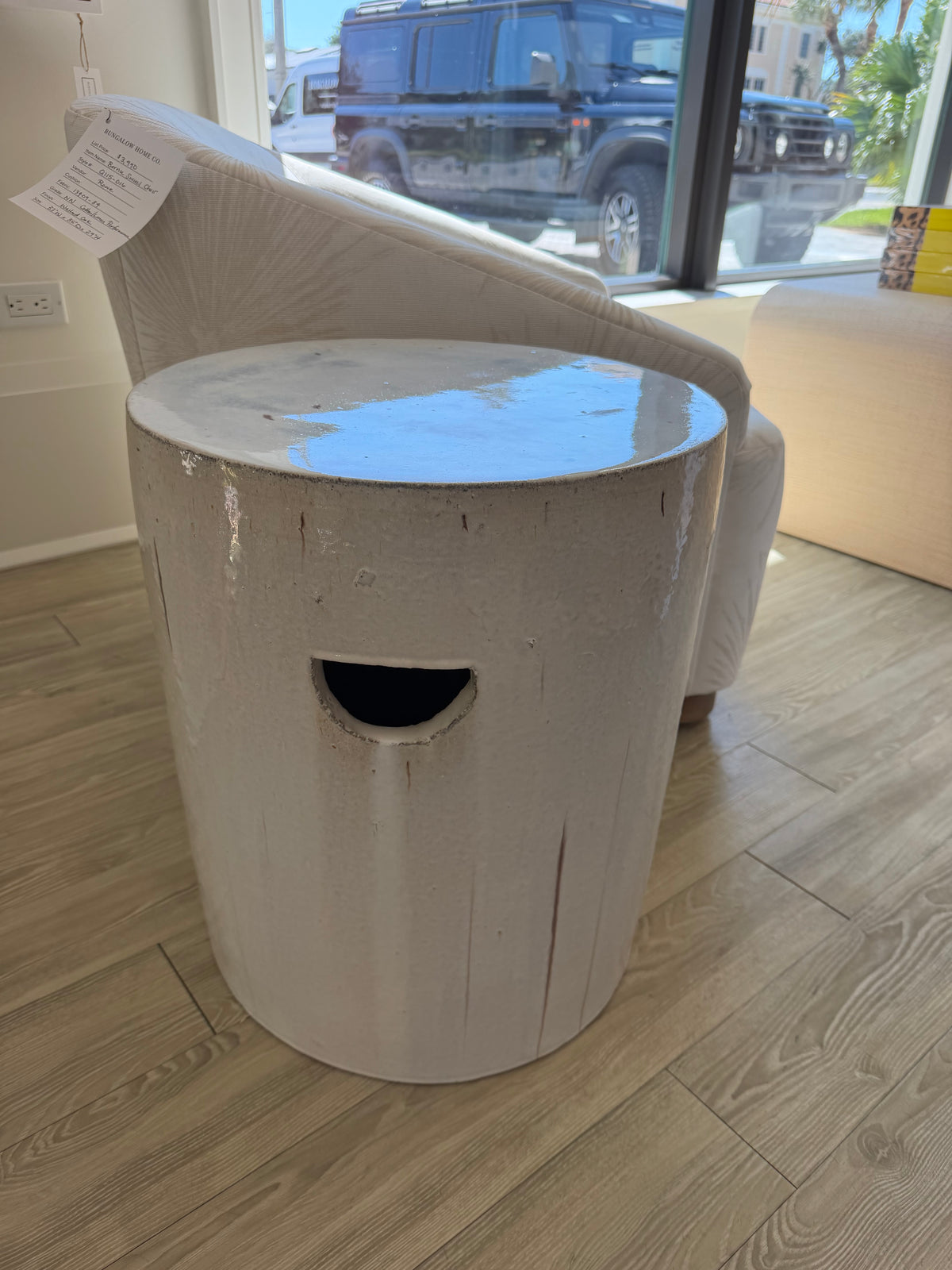 White Drum Garden Stool