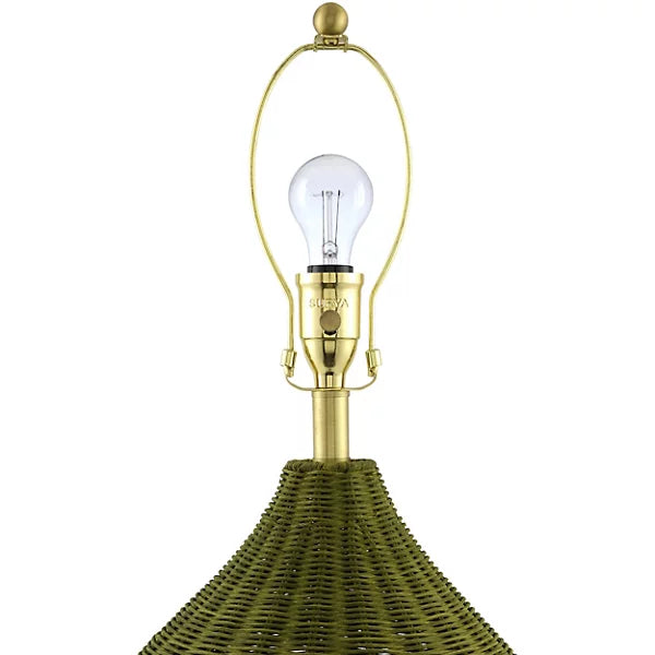Velles Green Rattan Table Lamp