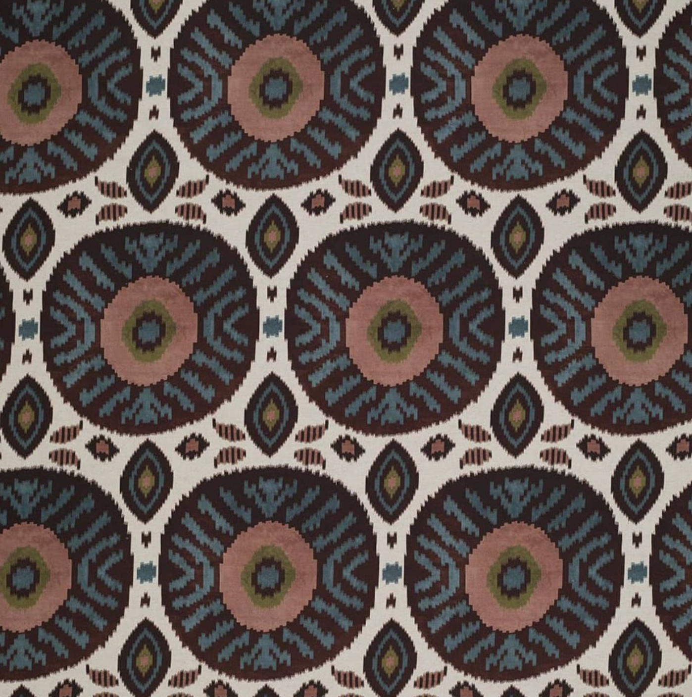 Petra Swivel Ottoman in Damask Ikat