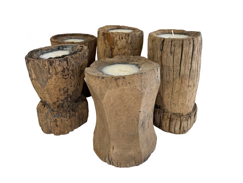 Teak Wood Floor Candle