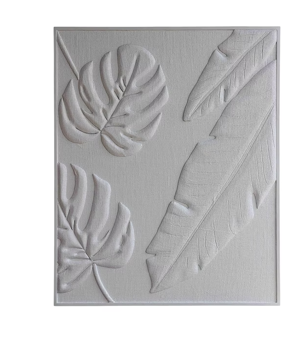 White Woven Tropical Leaves