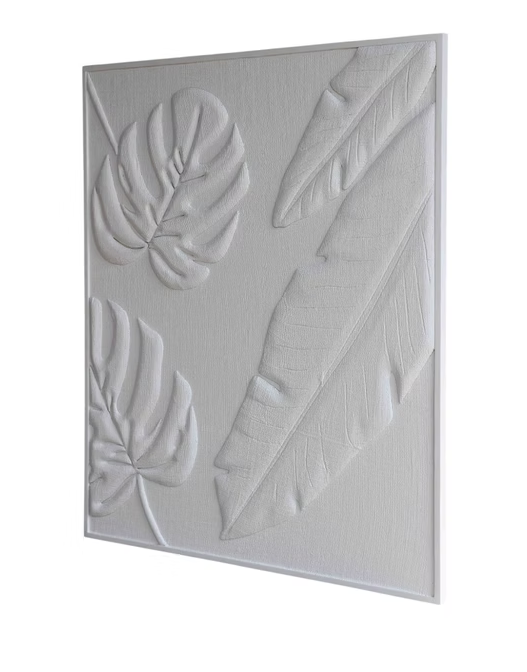 White Woven Tropical Leaves