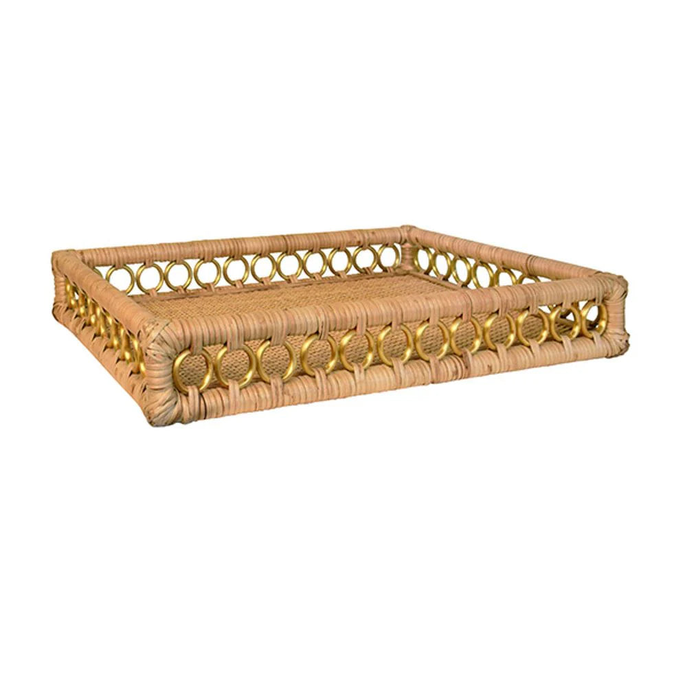 Tango Rattan and Brass Tray