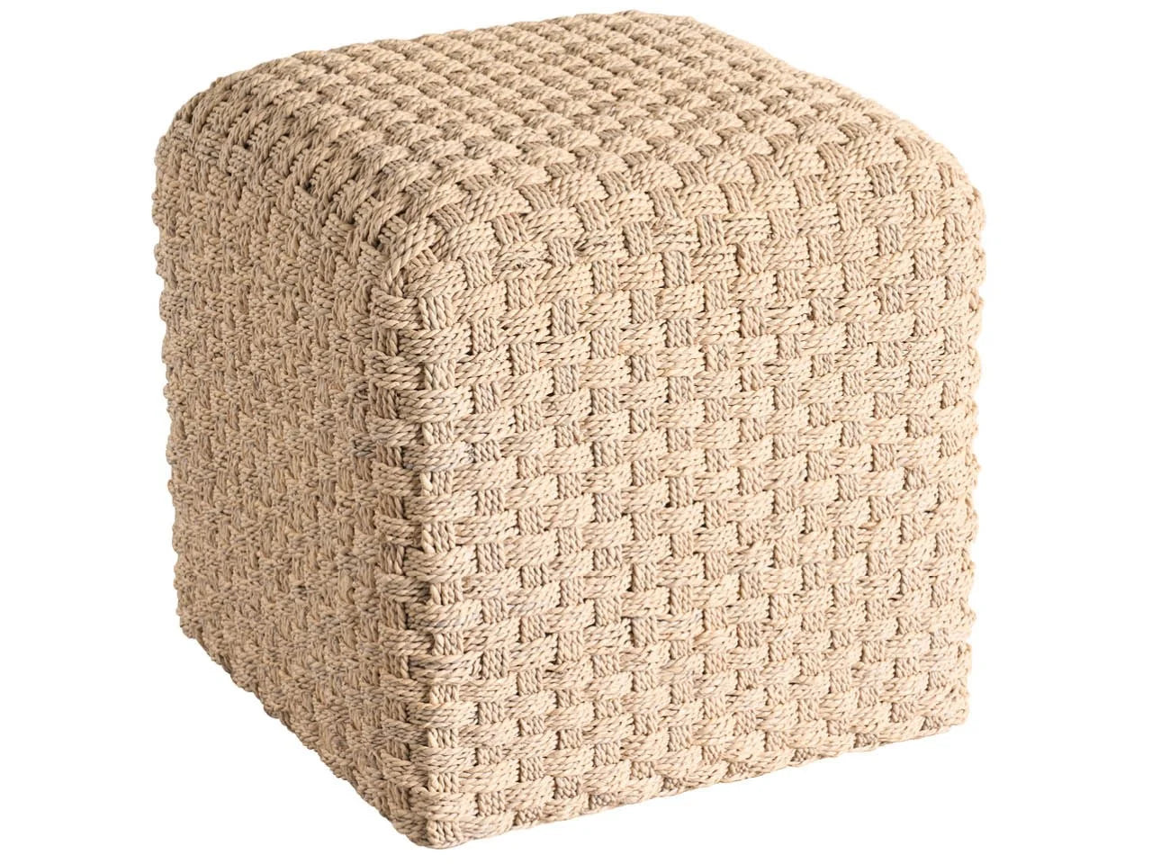Basket Weave Woven Pouf