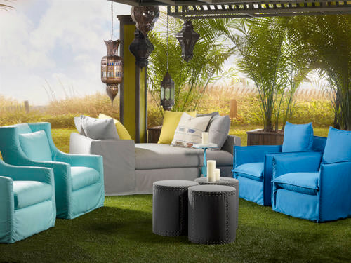 Agave Outdoor Slipcovered Swivel Chair
