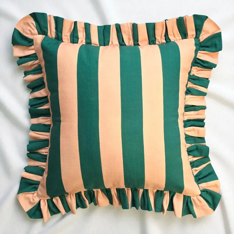 Striped Pillows with Frill Edge