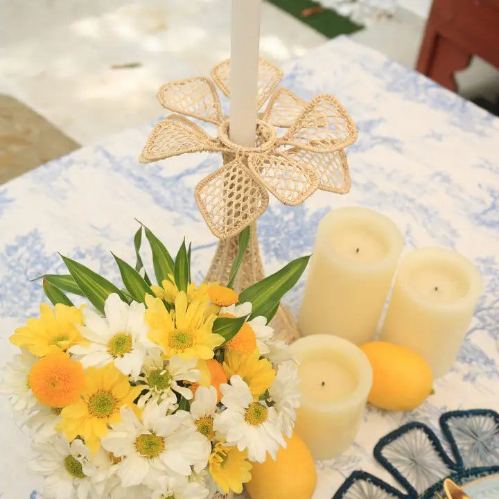 Palm Tree Raffia Candlesticks
