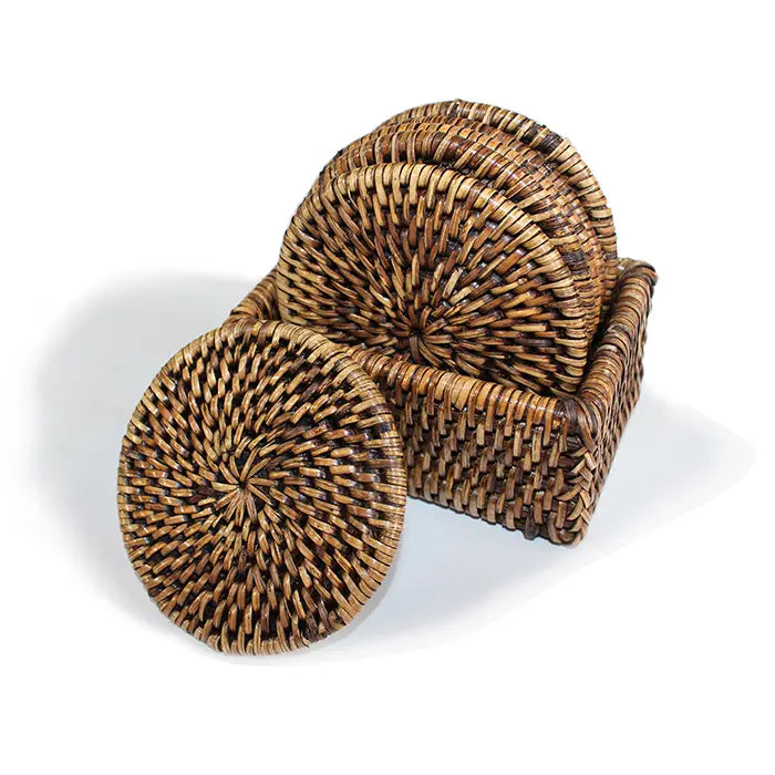Rattan Round Coaster Set