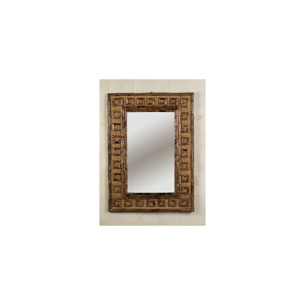 Rattan Greek Key Mirror