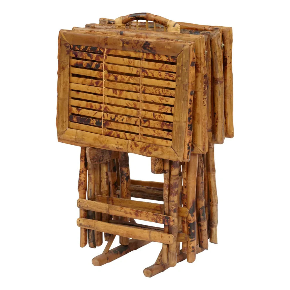 S/4 Rattan TV Tray Tables