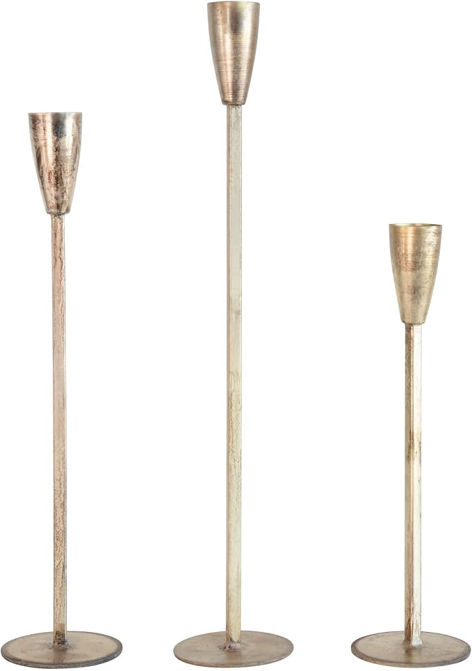 Antique Gold Taper Holders, S/3