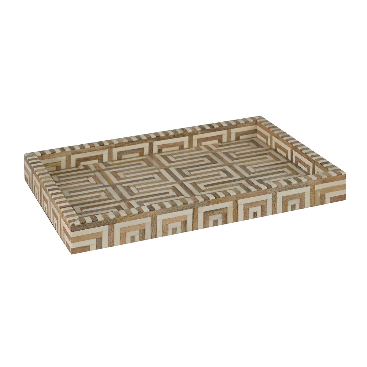 Bone Inlay Geometric Rectangular Tray