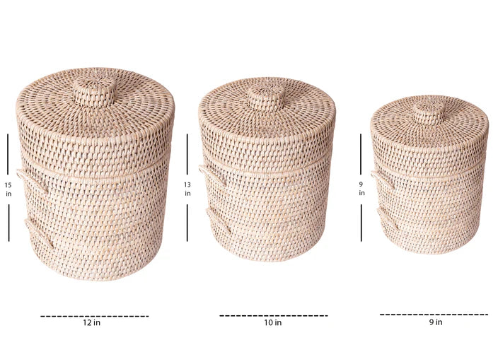 Rattan Ice Bucket with Tongs