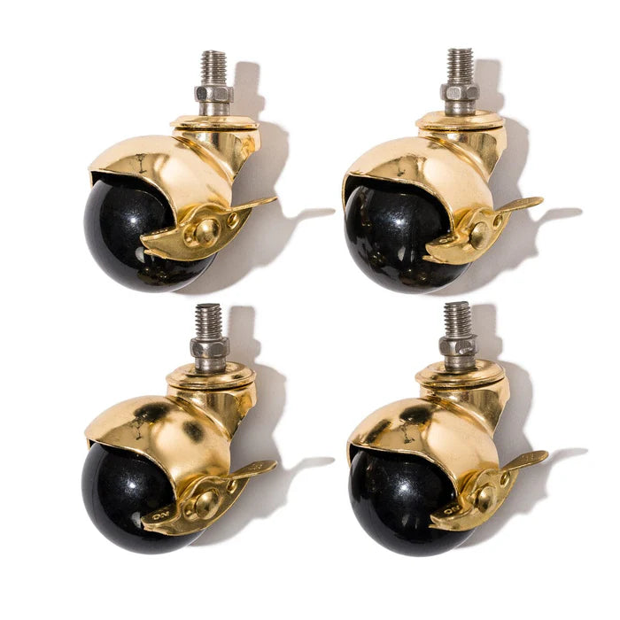 Ball Caster Wheels in Gold/Black - Set of 4