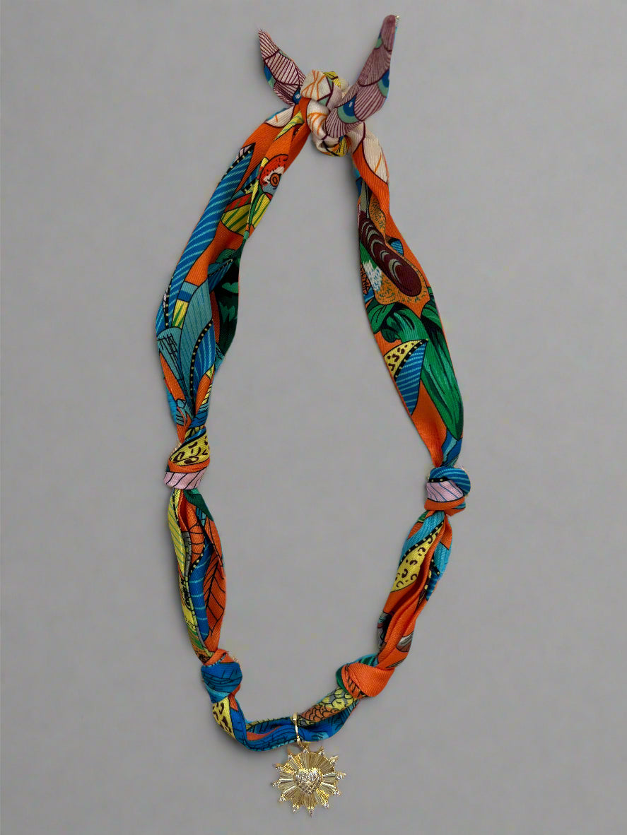 Scarf Necklace with Charm