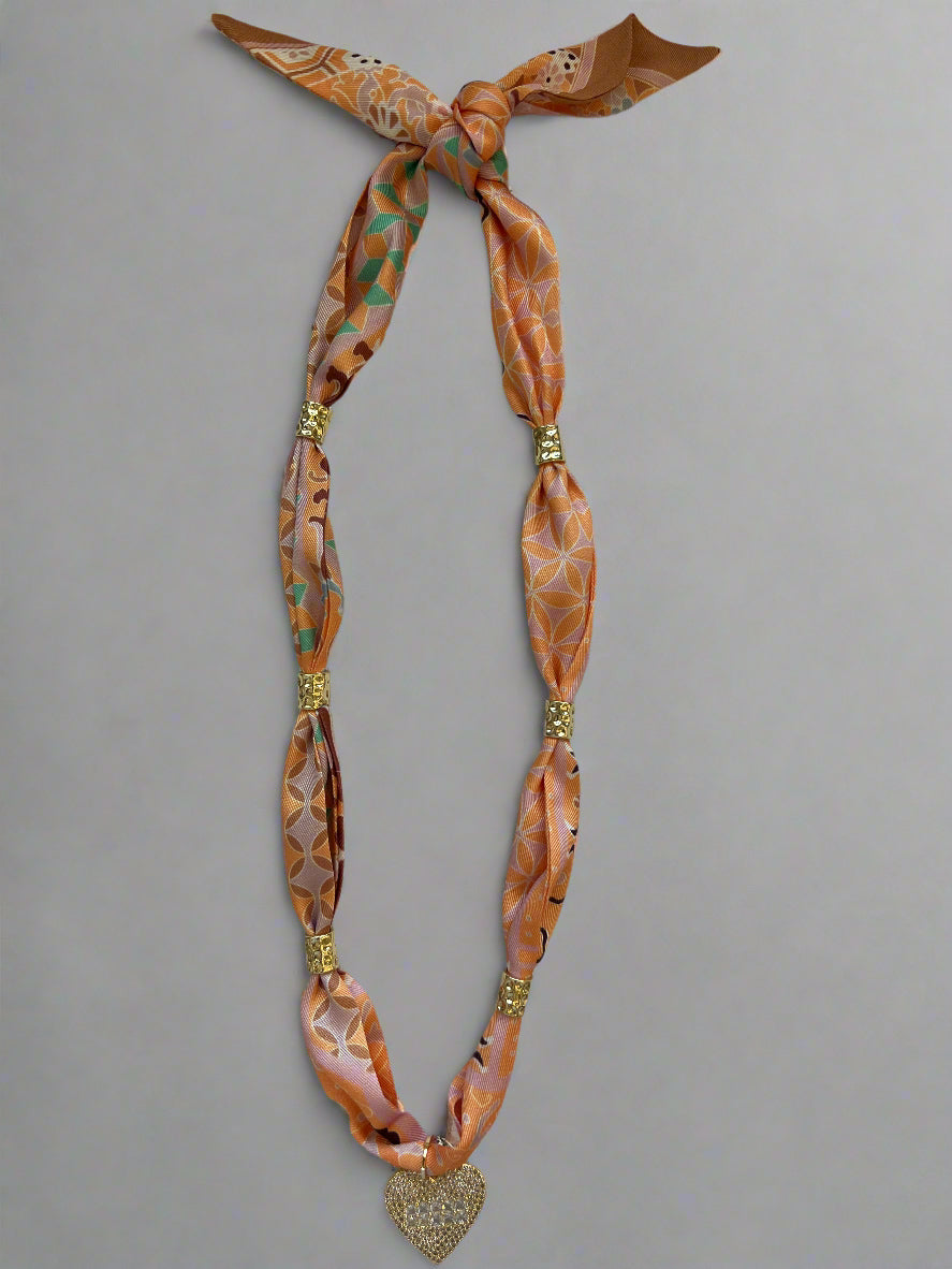Scarf Necklace with Charm