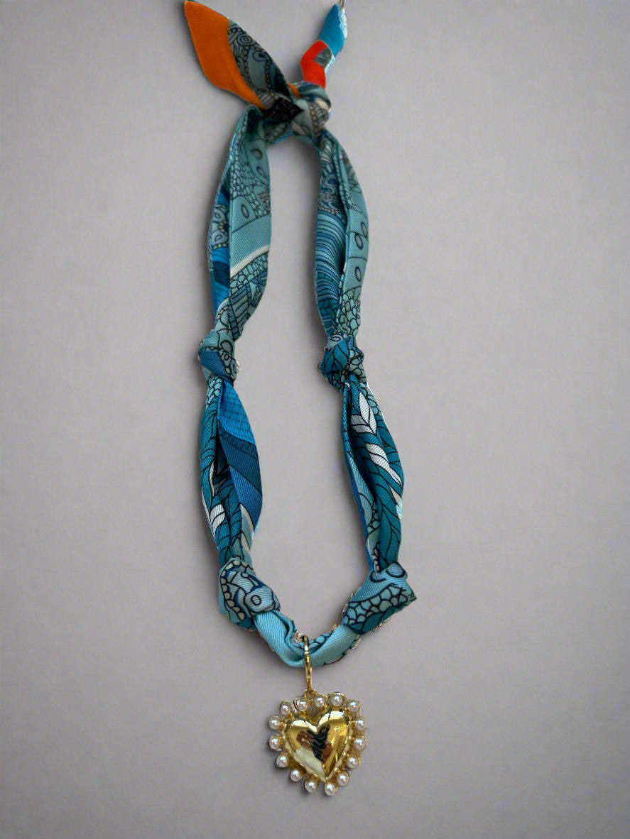 Scarf Necklace with Charm