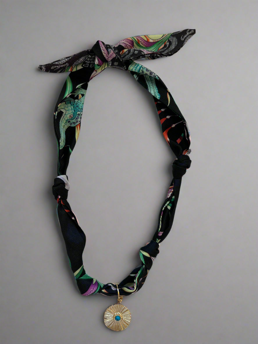 Scarf Necklace with Charm