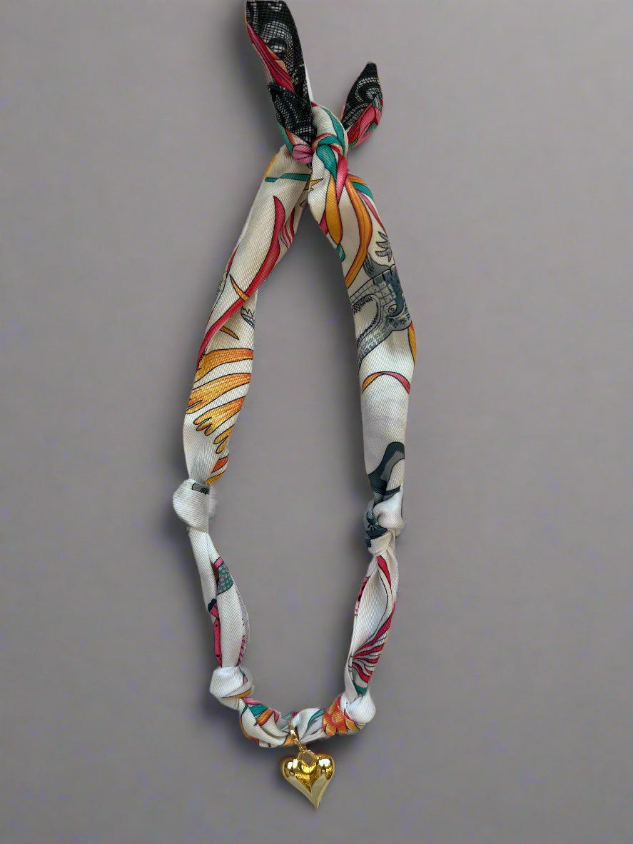 Scarf Necklace with Charm