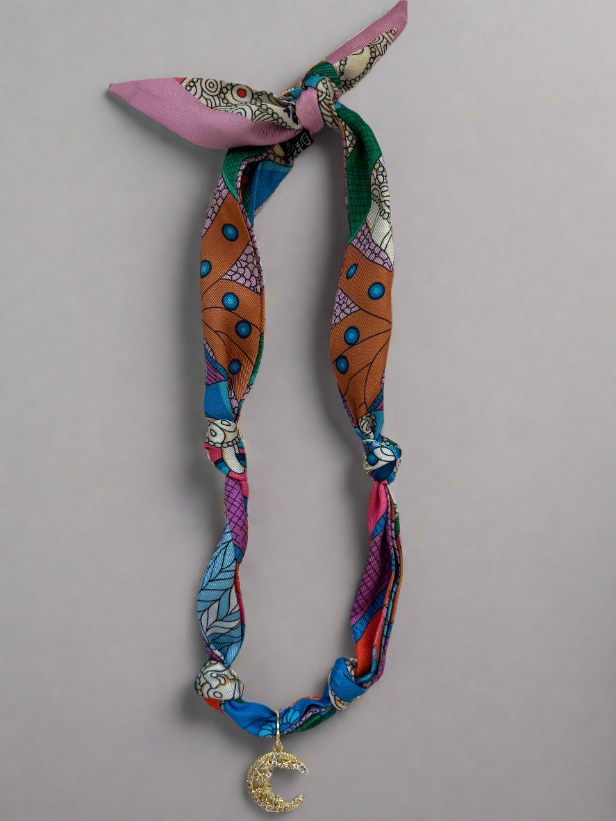 Scarf Necklace with Charm