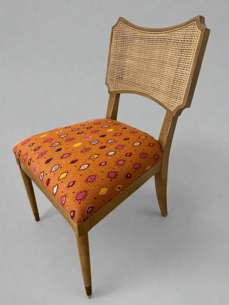 Powers Cane Side Chair with Custom Peter Dunham Upholstery