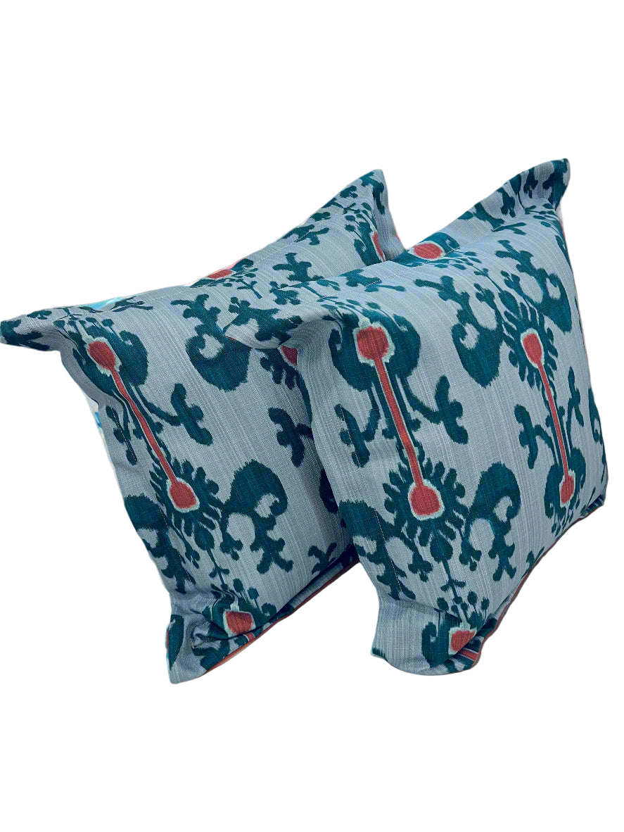 Retro Ikat Ruby 22 x 22 Outdoor Pillow