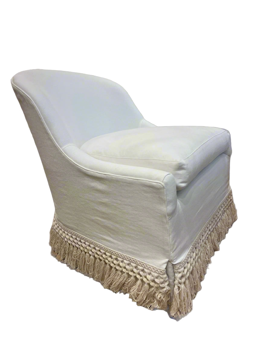 Lee Slipper Chair with Fringe Trim