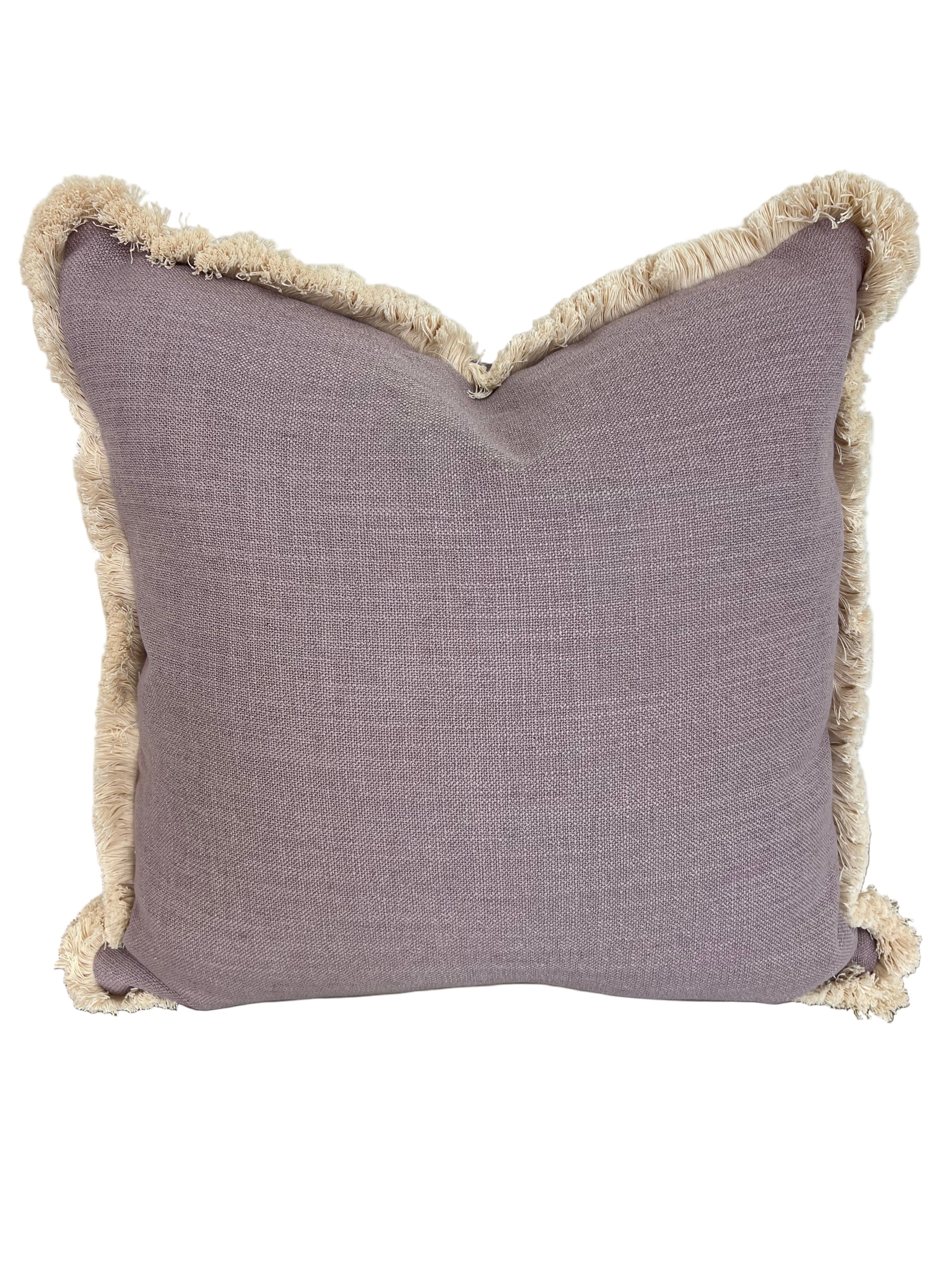 Lilac Linen pillow with Fringe