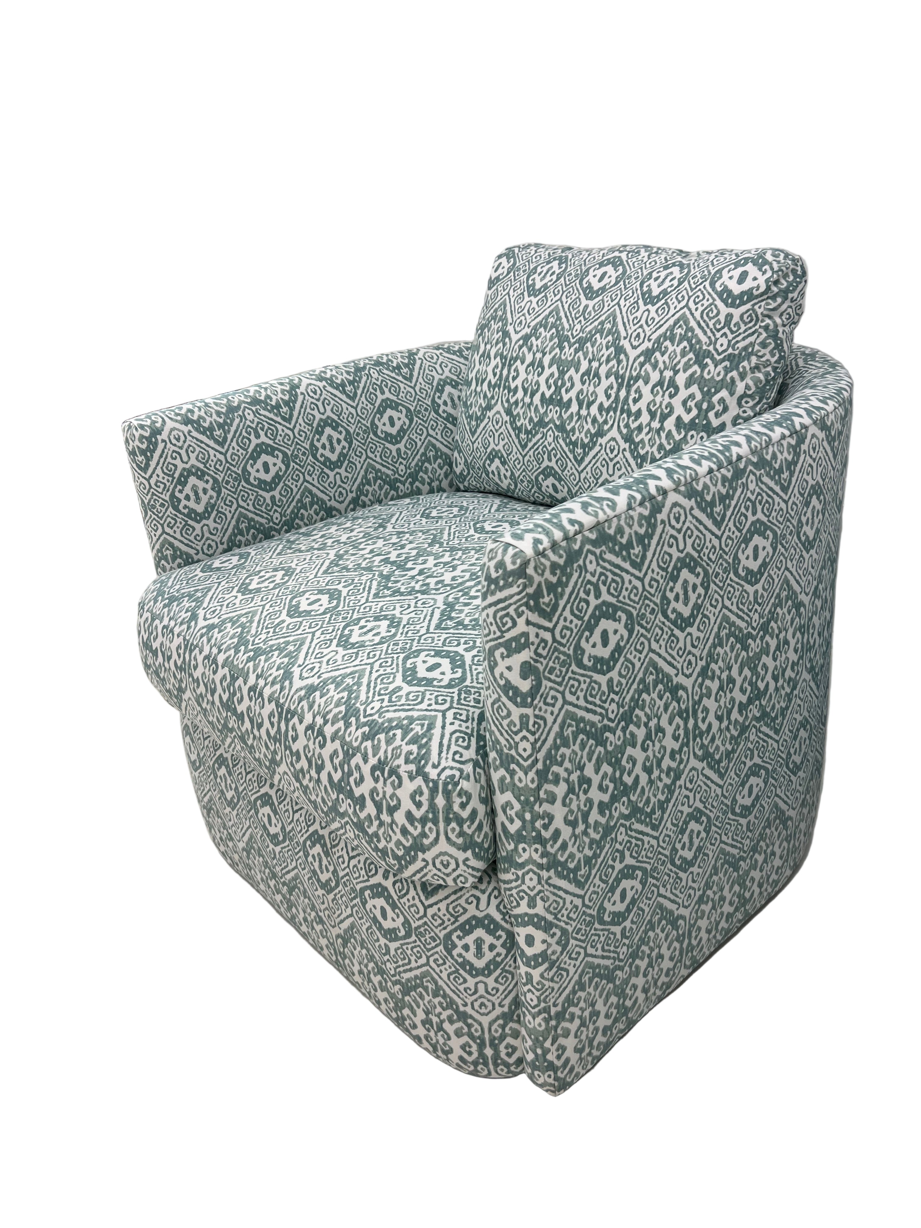 Ford Swivel Chair in Teal Ikat