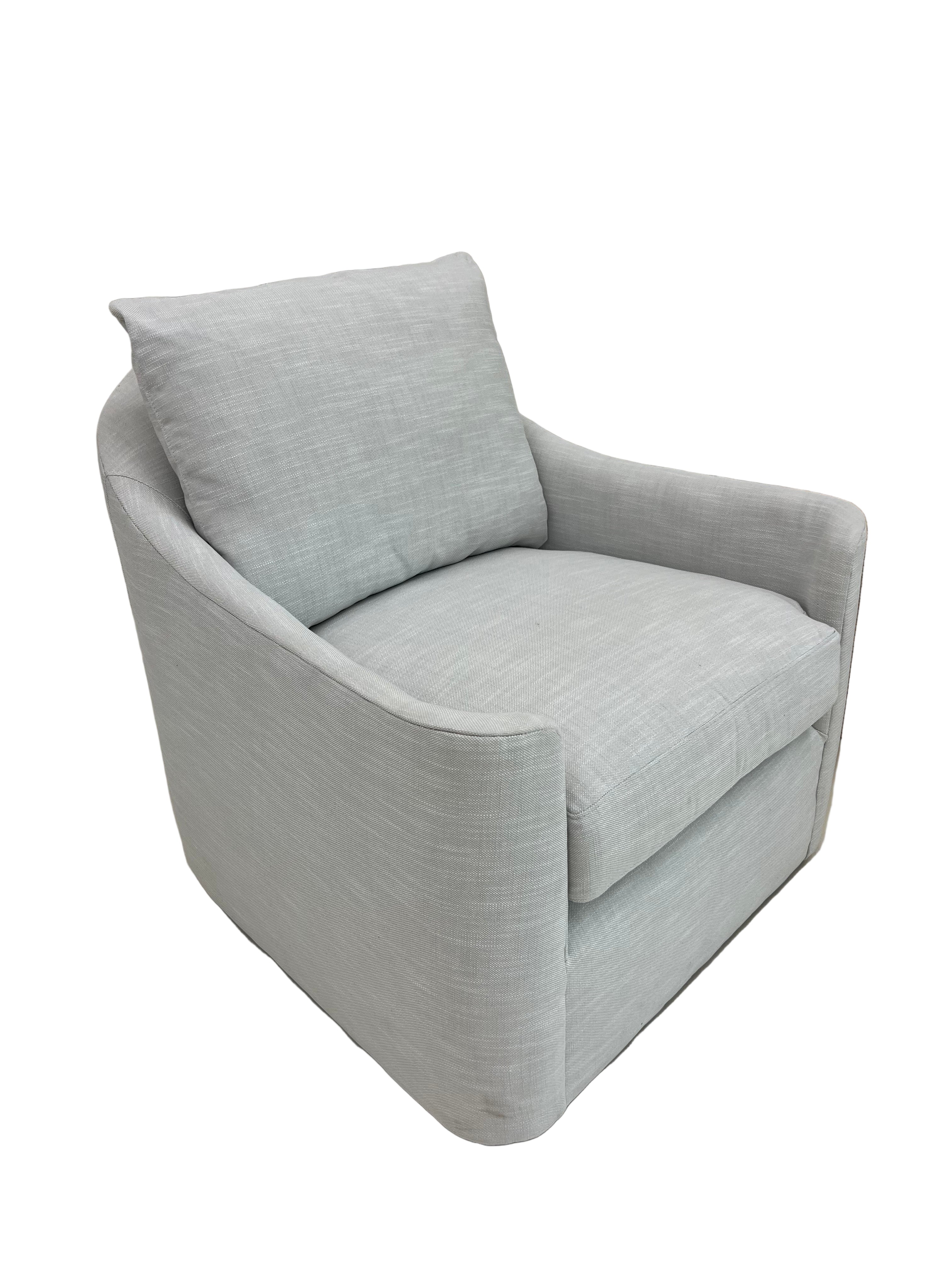 Kent Swivel Chair in Platinum Solid Performance Fabric