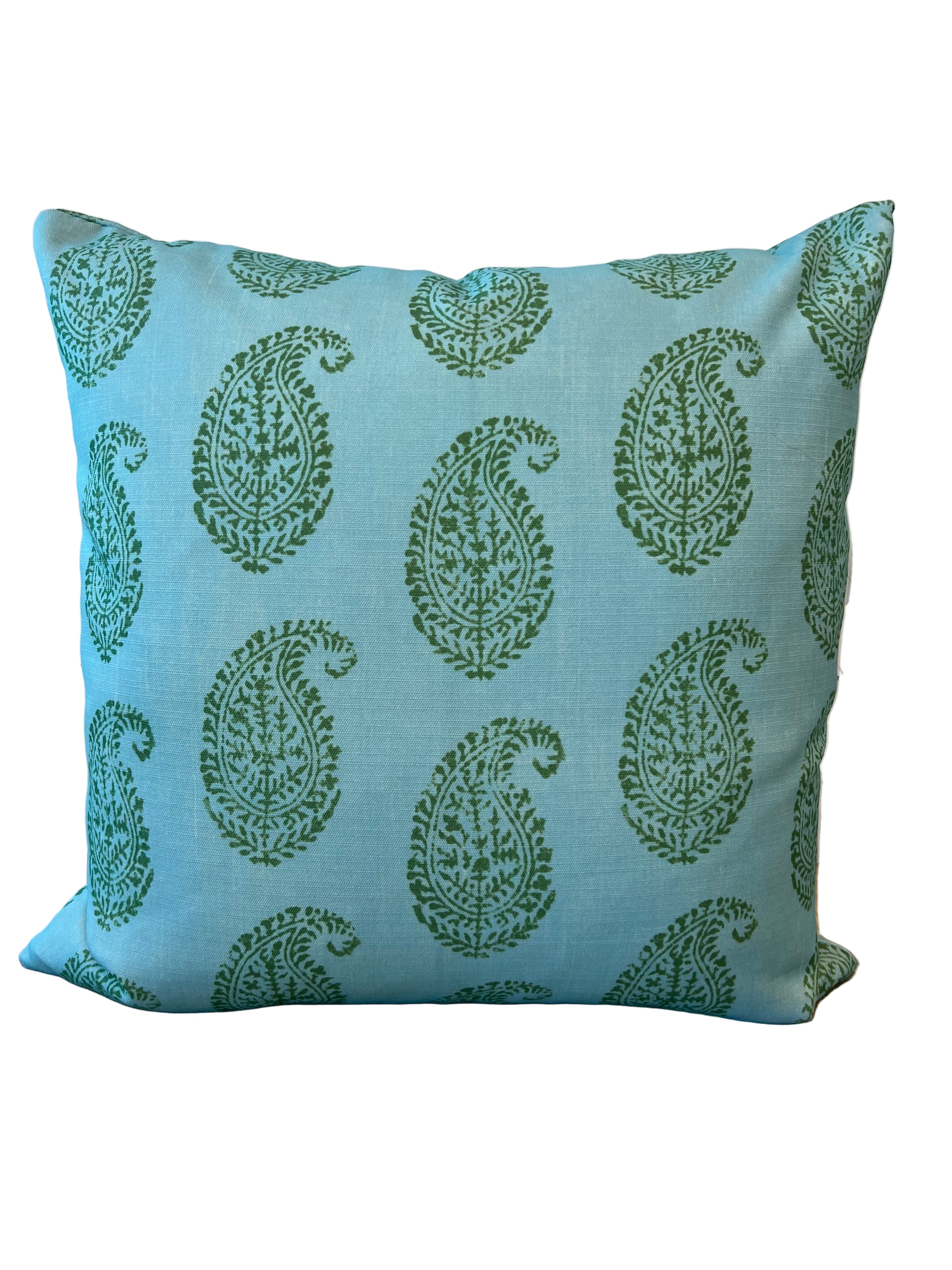 Kashmir Paisley Blue/Green Outdoor Print Pillow