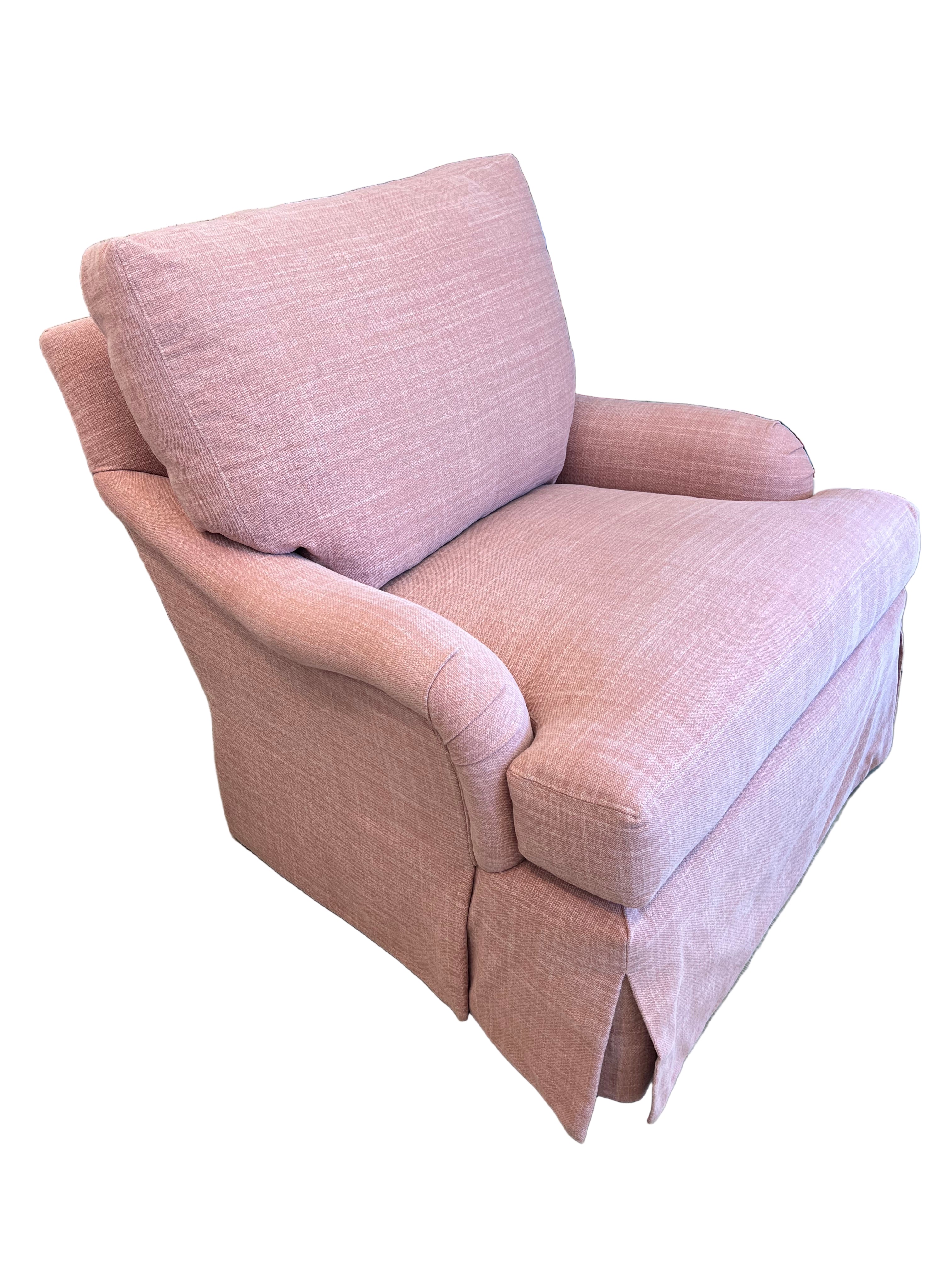Lee Club Chair in Raspberry Cotton