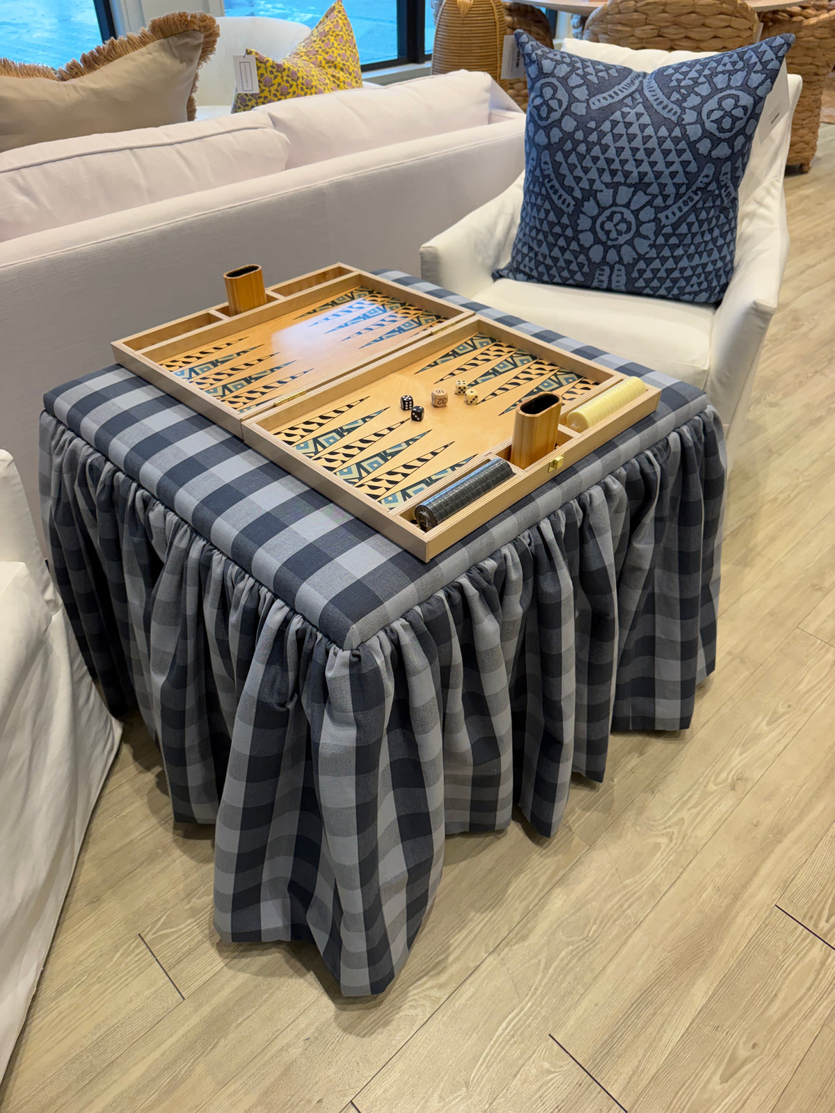 Custom Upholstered Backgammon Table