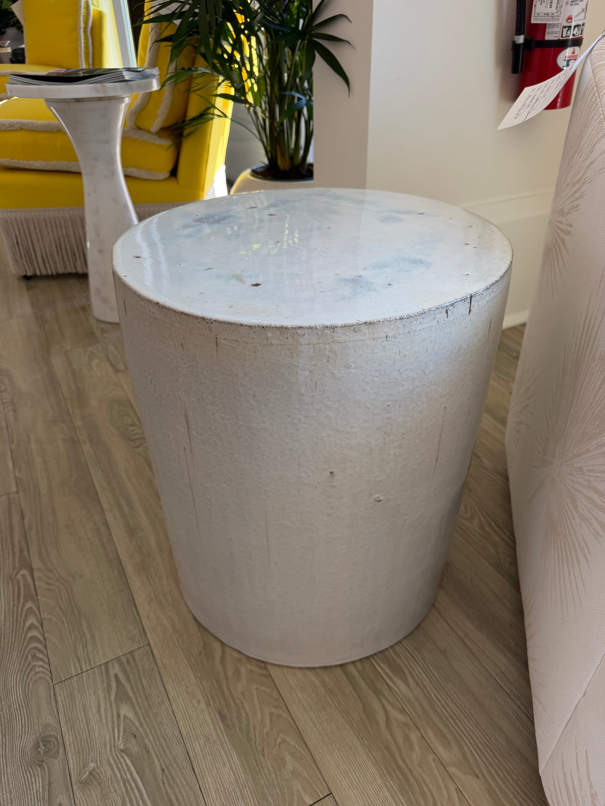 White Drum Garden Stool
