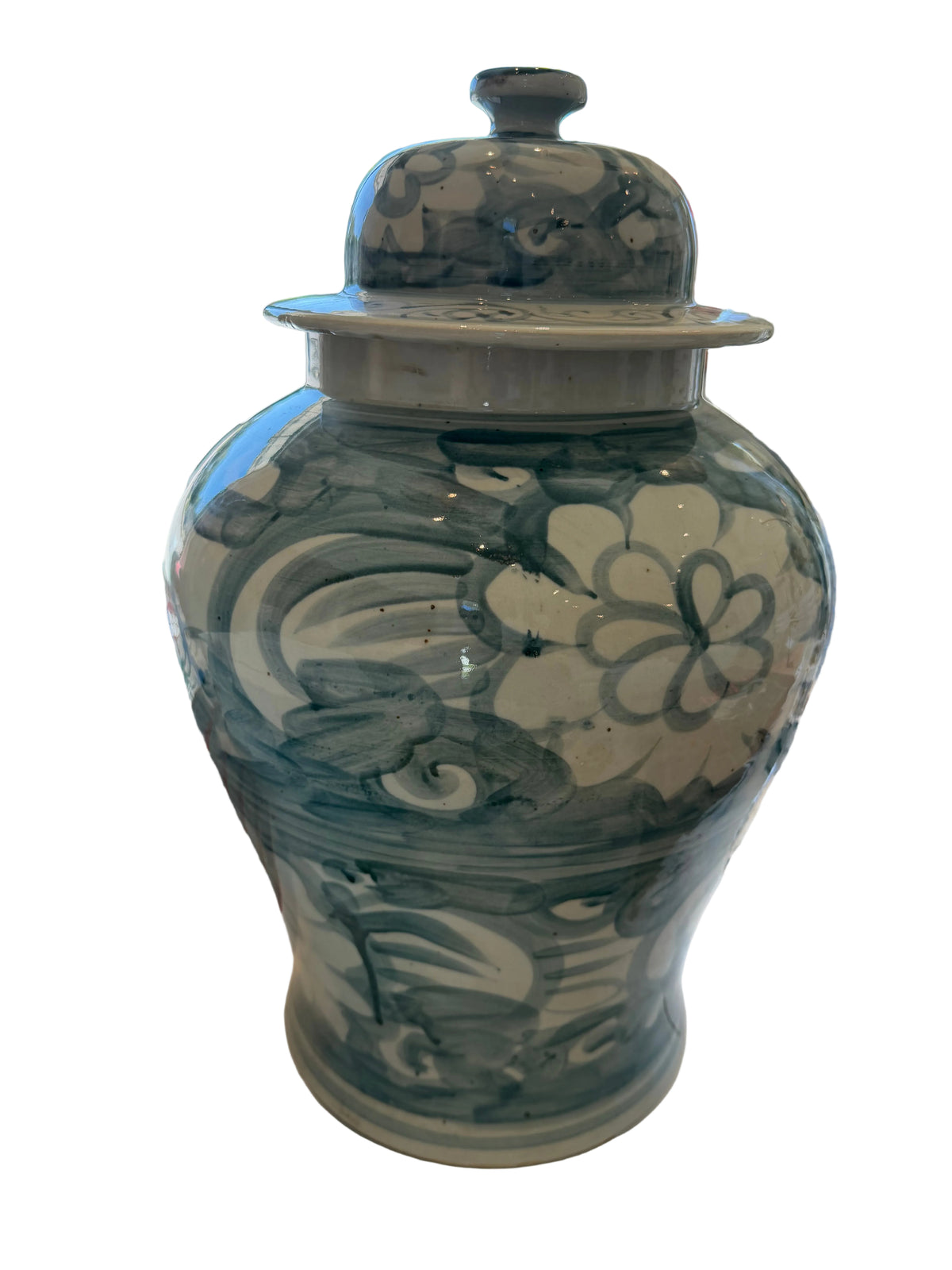 Blue & White Urn with Lid