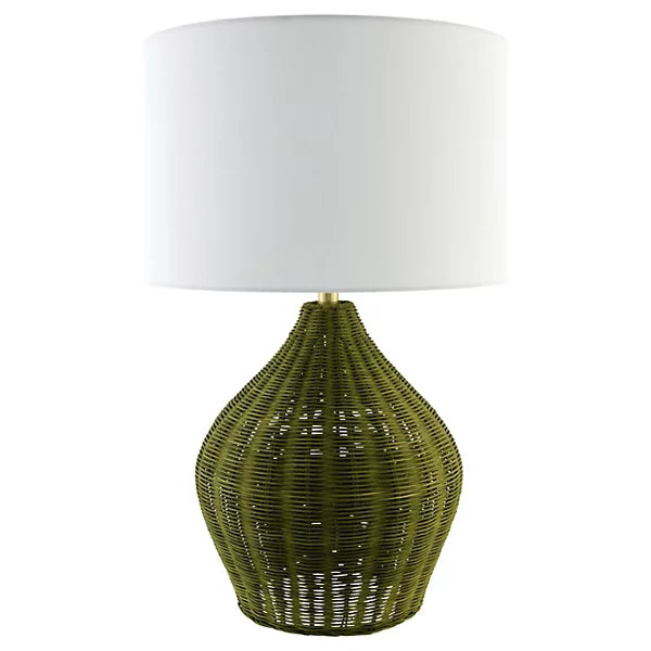 Velles Green Rattan Table Lamp