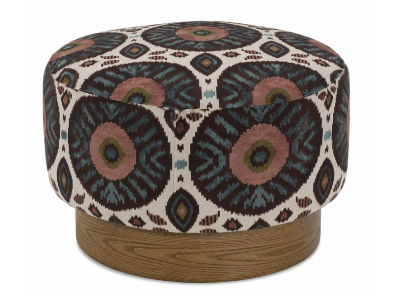 Petra Swivel Ottoman in Damask Ikat