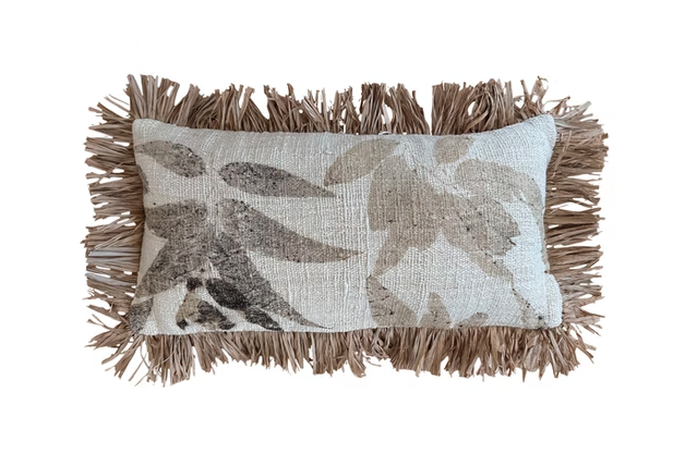 Leaf Print Lumbar Pillow