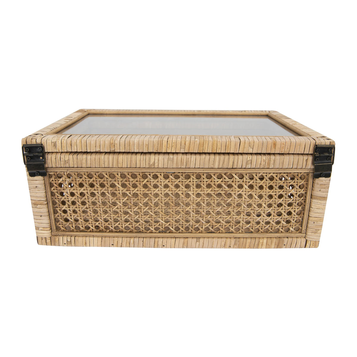 Cane Rattan Boxes with Glass