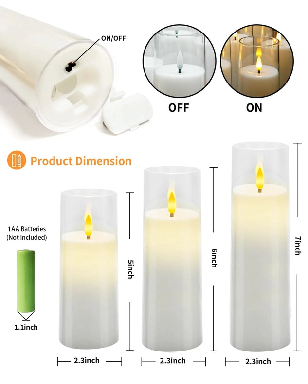 Flameless LED Candles in Clear Acrylic