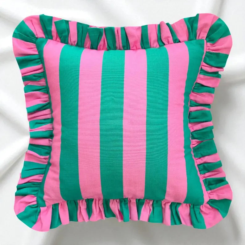Striped Pillows with Frill Edge