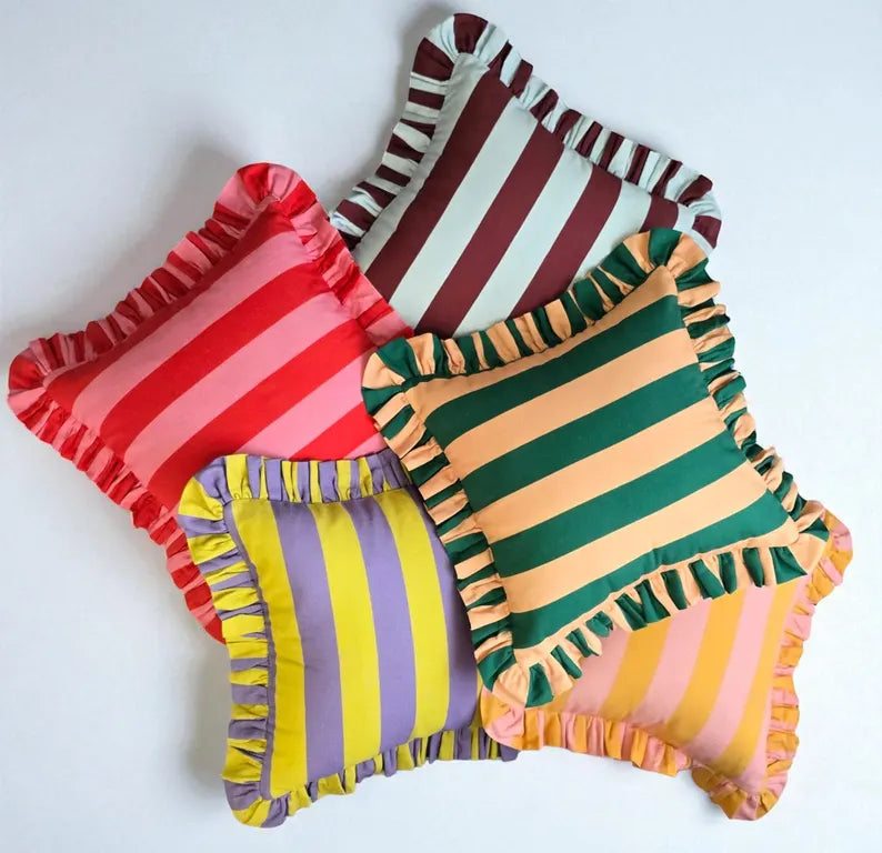 Striped Pillows with Frill Edge