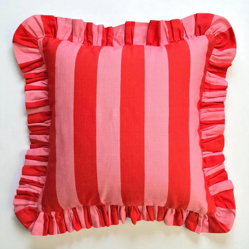 Striped Pillows with Frill Edge